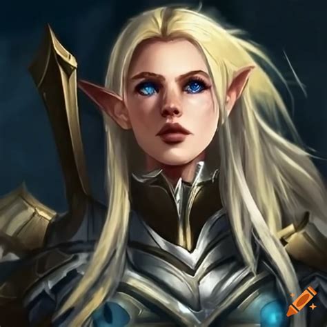 Female High Elf Paladin Blonde Hair Blue Eyes 80s Hair