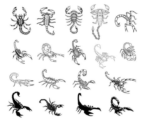 Scorpion Tattoo Set Vector Onlygfx