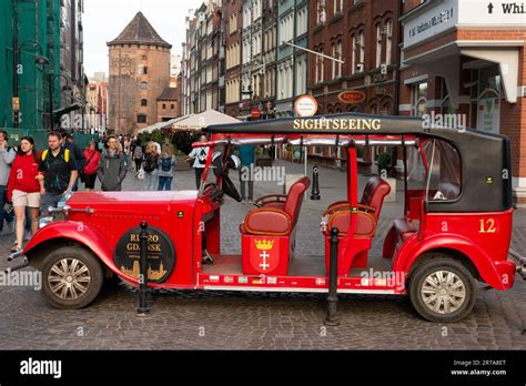 Red Vintage Car For Sightseeing By Retro Gdansk Tour Guide In The Old