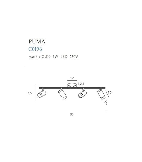 Czarno złota lampa sufitowa PUMA 4 IP20