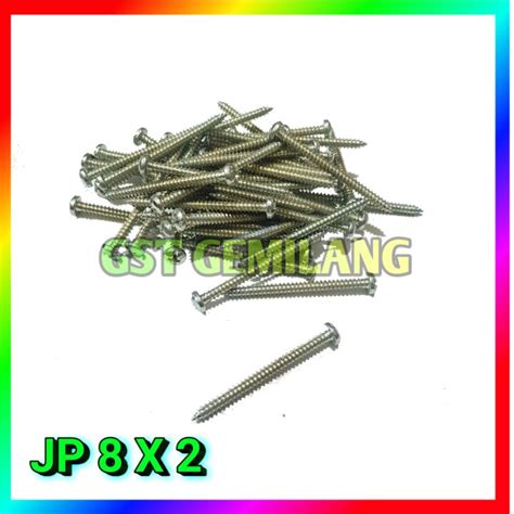 50 PCS SEKRUP JP 8 X 2 BAUT CACING KEPALA BULAT Lazada Indonesia