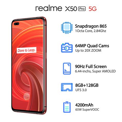 Original Realme X50 Pro 5G Snapdragon 865 Smartphone 8GB 128GB Mobile