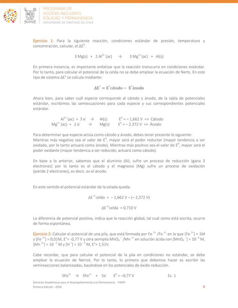 Electroqu Mica Celdas Ecuaci N De Nerst Leyes De Faraday Pdf