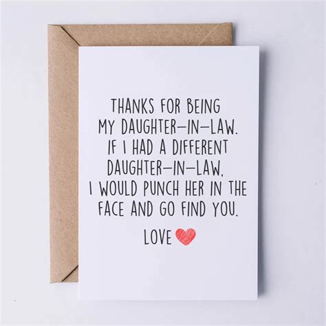 Thank You For Being My Daughter In Law Card Birthday Card