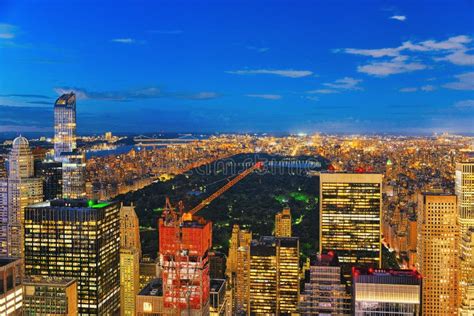 Night View of Manhattan from the Skyscraper`s Observation Deck. Stock ...