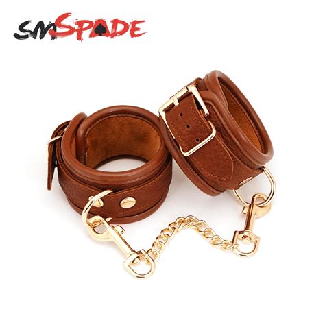 Smspade Menottes En Cuir Bondage Bdsm Jouets Sexuels F Tichistes