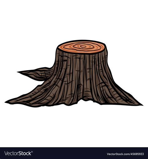 Tree stump roots felled cut trunk drawing i Vector Image