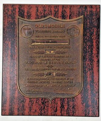 Vintage Oldsmobile Training Award Plaque EBay