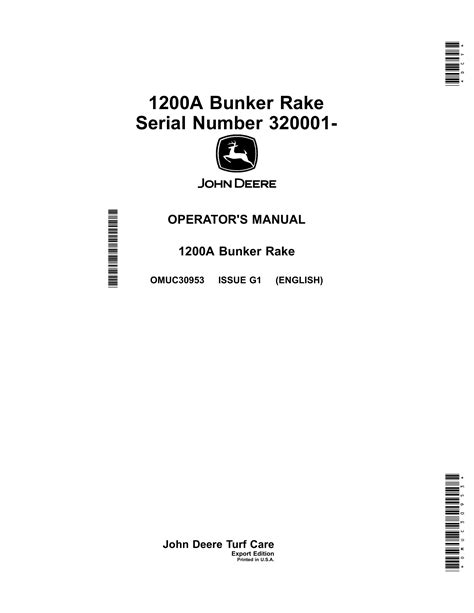 John Deere 1200A Bunker Rakes Operator Manual OMUC30953