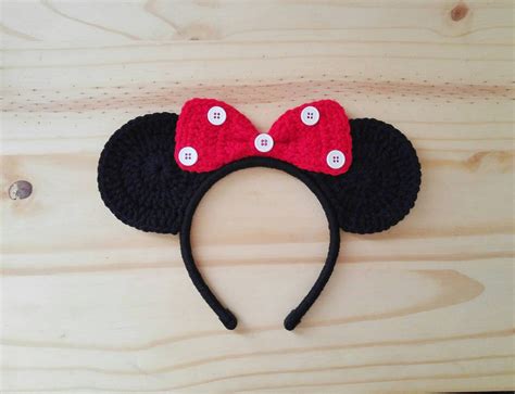 Minnie Mouse Headband Ears Mickey Ears Minnie Ears Crochet Etsy