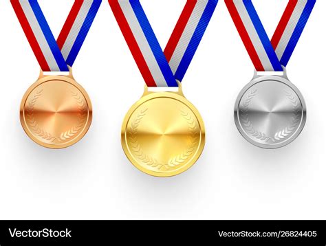 Gold silver and bronze medals on ribbons Vector Image