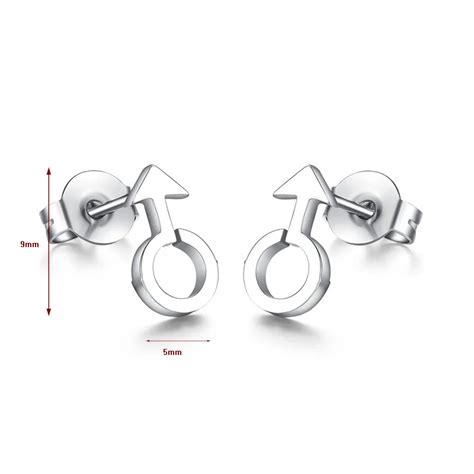 Lgbt Gay Lesbian Pride Stainless Steel Rainbow Male Symbol Earring