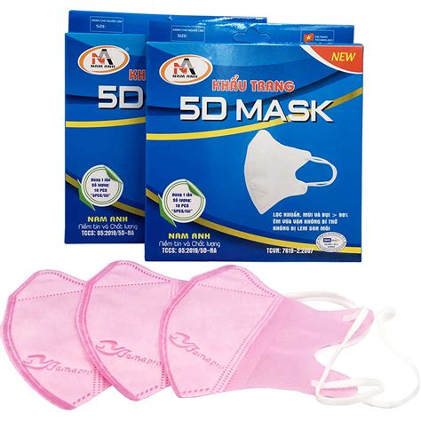 Khẩu trang 5D Mask Nam Anh hồng hộp 10 cái