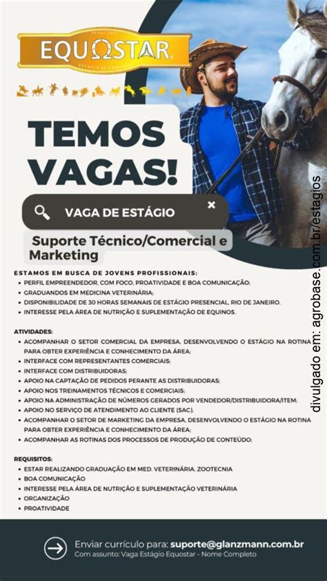 Suporte técnico comercial e marketing Agrobase Estágios