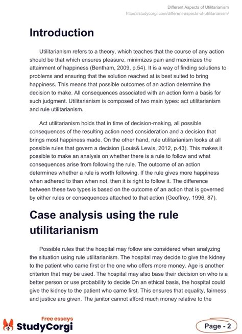 Different Aspects Of Utilitarianism Free Essay Example