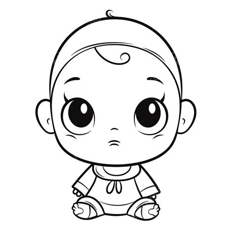 Cute Baby Coloring Page With A Face Outline Sketch Drawing Vector Baby