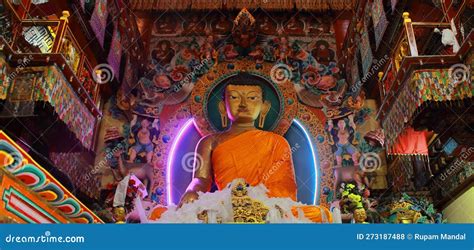 Lord Buddha Statue Of Tawang Monastery Famous Religious Place In