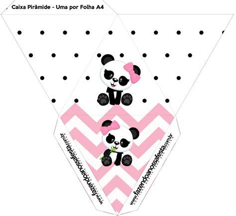 Caixa Piramide Panda Rosa Menina Fazendo A Nossa Festa