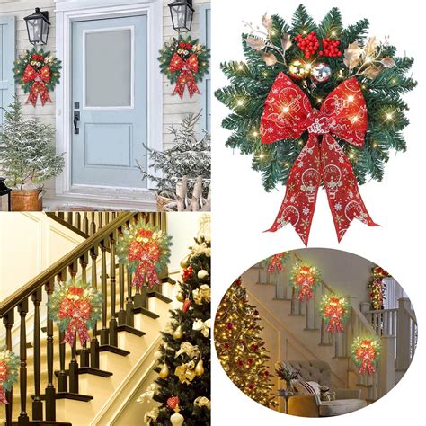 Ycenadp Wreath The Cordless Prelit Stairway Trim Christmas Wreaths For