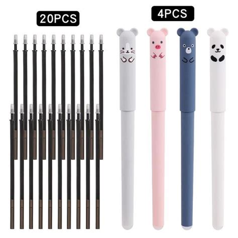 4 pcs Stylo Gel Effaçable Stylos à Bille à Encre Gel Stylo Cartoon