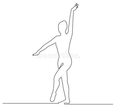 One Continuous Line Drawing of Gymnast Girl. Silhouette Girl Engaged in ...