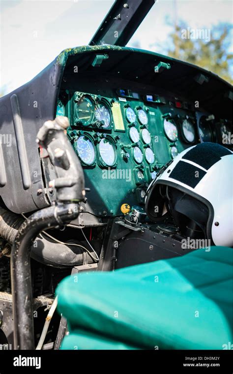 Old Bell Huey helicopter cockpit Stock Photo - Alamy