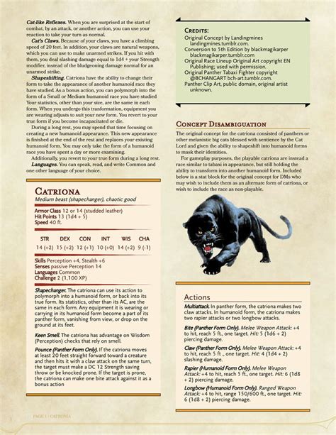 Cat Dnd 5e Stats - CAT BVC