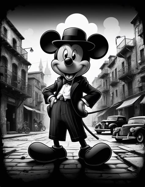 Mickey Mouse Gangster Retro Illustration | Stable Diffusion Online