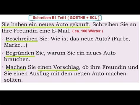 Schreiben B1 Teil1 GOETHE ECL Sie Haben Ein Neues Auto