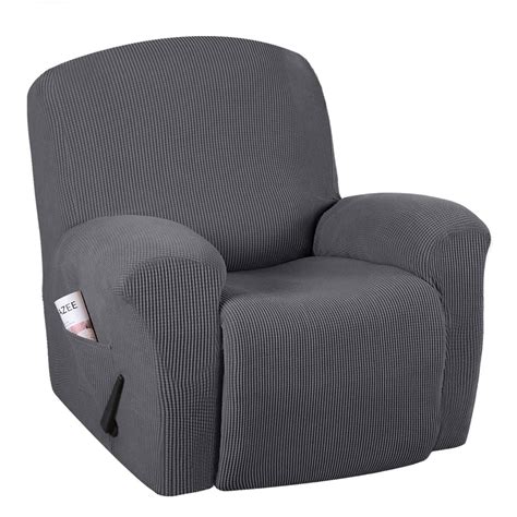 Recliner Stretch Slipcover with Pockets, 4 Pieces Recliner Chair ...