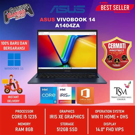 Jual Asus Vivobook A Za I Ram Gb Gb Ssd W Ohs Fhd