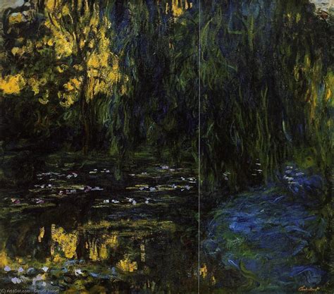 Oil Painting Replica Weeping Willow And Water Lily Pond Detail 1916