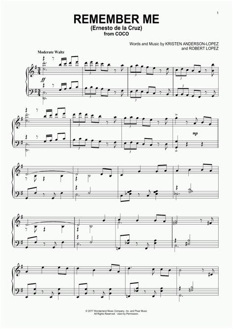 Remember Me Piano Sheet Music | OnlinePianist