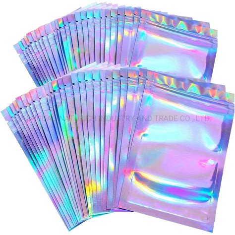 One Side Transparent Holographic Packaging Small Ziplock Mylar Hologram