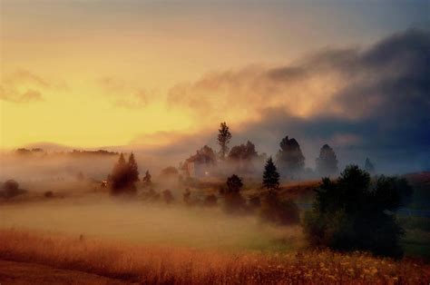 Misty Croatian Village At Dusk Photograph By Steve Coleman Stevacek