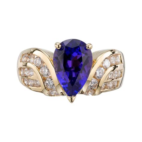 1 54 Carat Tanzanite Diamond Yellow Gold Diamond Engagement Ring For