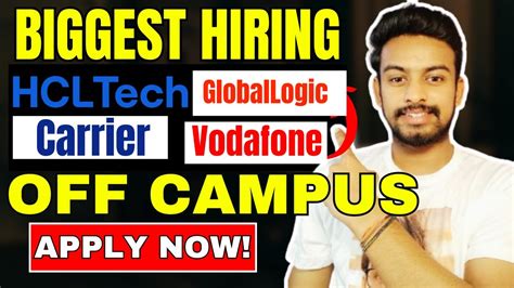 HCL GlobalLogic Vodafone Harman Biggest Hiring OFF Campus Drive