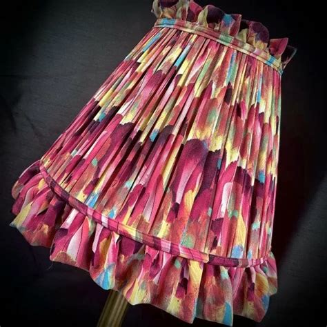 Hot Pink Feather Ruffled Fabric Lampshade