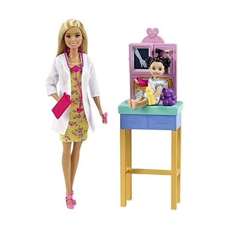 Barbie Métiers coffret poupée Docteure blonde figurine petite pati