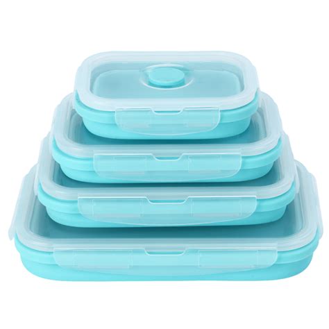 Silicone Lunch Box Foldable Covered Food Storage Container Bento Box