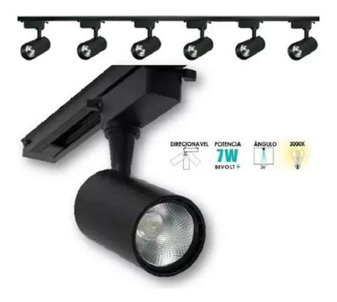 Lumin Ria Ctb Kit Trilho Eletrificado Metros Preto Spots Led W