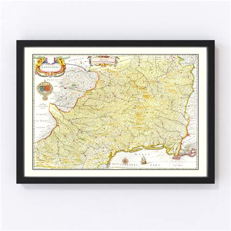 Vintage Map Of Languedoc France By Ted S Vintage Art