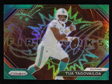 Tua Tagovailoa 2023 Panini Prizm Fireworks Prizms Green 3 Pristine