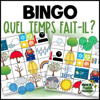 Quel Temps Fait Il French Weather Expressions Bingo Game TPT