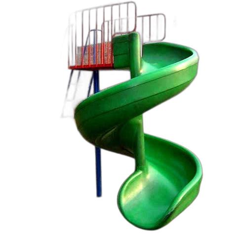 Outdoor Play Equipment Greenred And Blue Frp Spiral Slide For Sliding Age Group 3 To 12