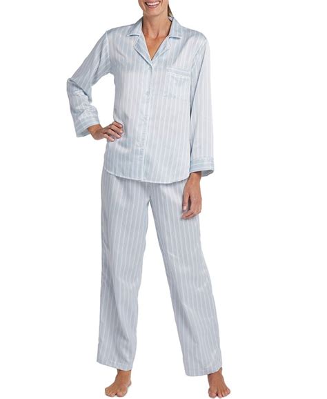 Miss Elaine Brushed Back Satin Notch Collar Pajama Set Macys