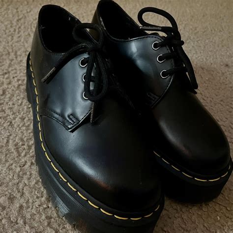 black dr martens  leather platform oxfords depop