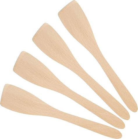 Set Of 4 X 12 300mm Beechwood Wooden Flat Spatula Ideal For Cooking