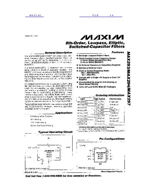 Max293 Datasheet Pdf文件下载 芯片资料查询 维库电子市场网