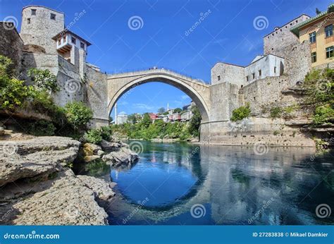 Old Bridge In Mostar Bosnia And Herzegovina Over Neretva River